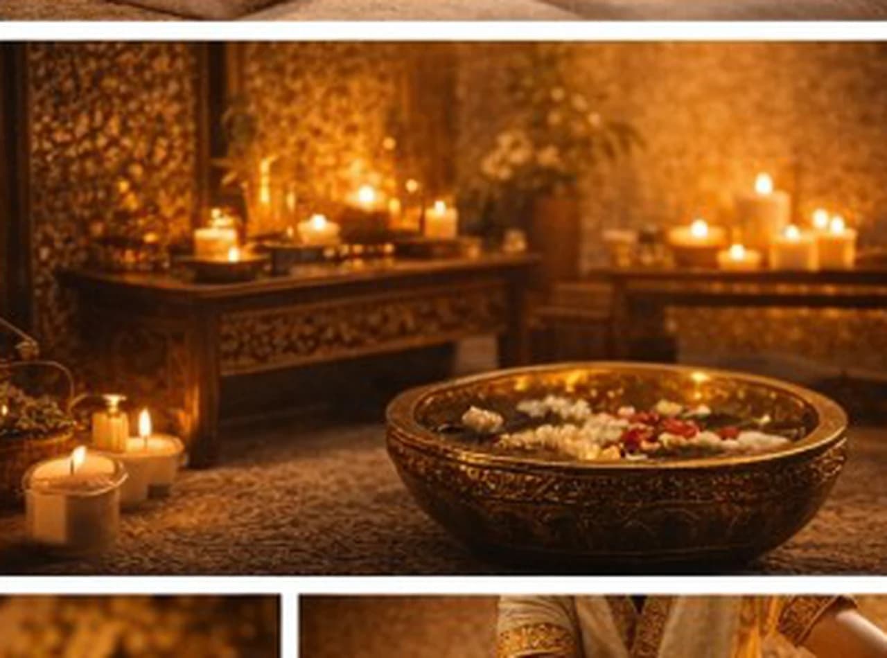 Ambiance spa aux bougies et décor chaleureux